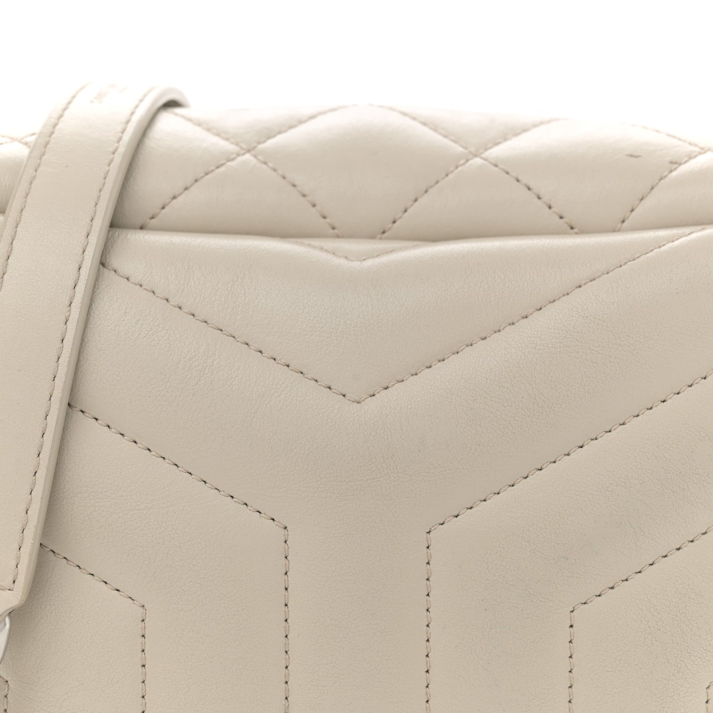 Calfskin Y Quilted Monogram Small Loulou Bowling Bag Ivory