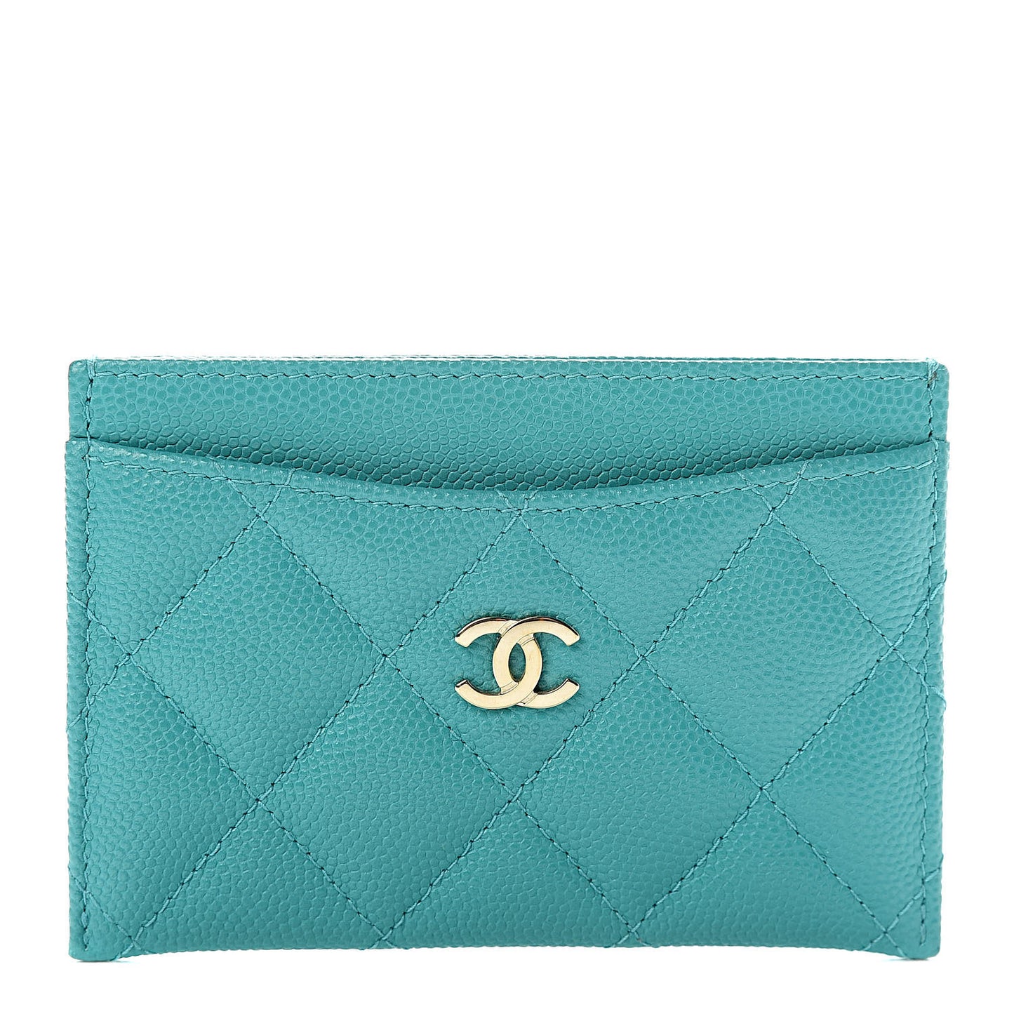 Caviar Quilted Card Holder Turquoise
