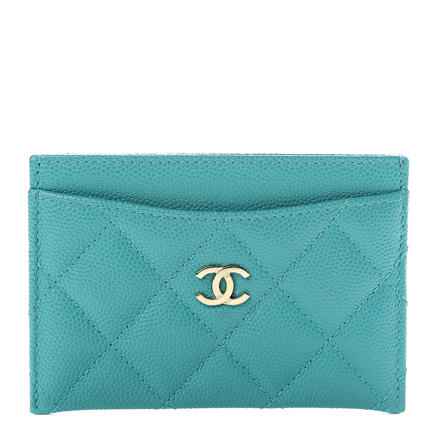 Chanel Caviar Quilted Card Holder Turquoise 1 of 9