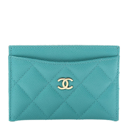 Chanel Caviar Quilted Card Holder Turquoise 1 of 9