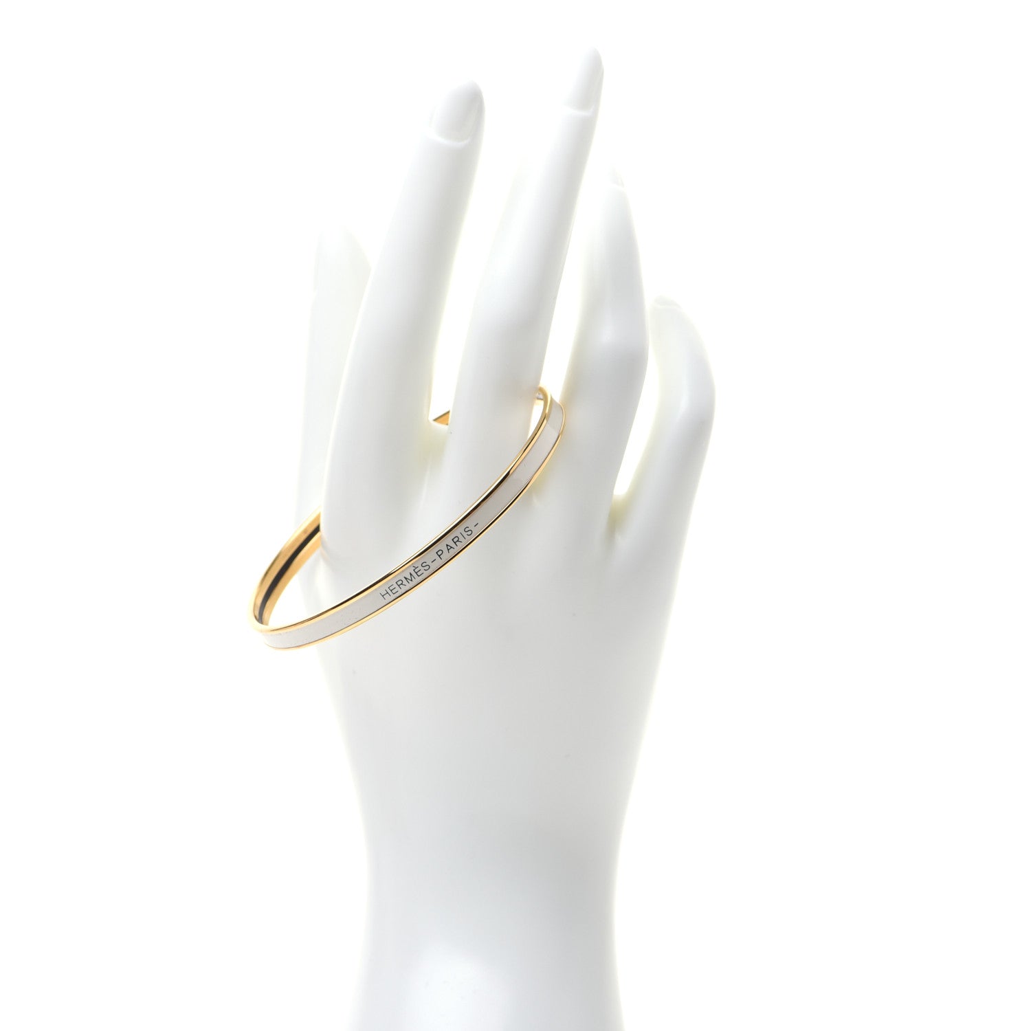 Hermes Enamel Printed Extra Narrow Bracelet 65 White 2 of 6