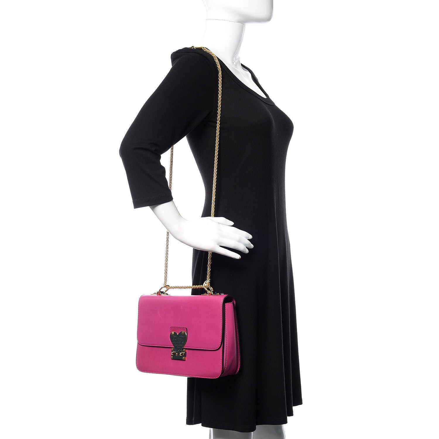 Valentino Garavani Shiny Nappa L'Amour Rockstud Shoulder Bag Fuxia 2 of 14