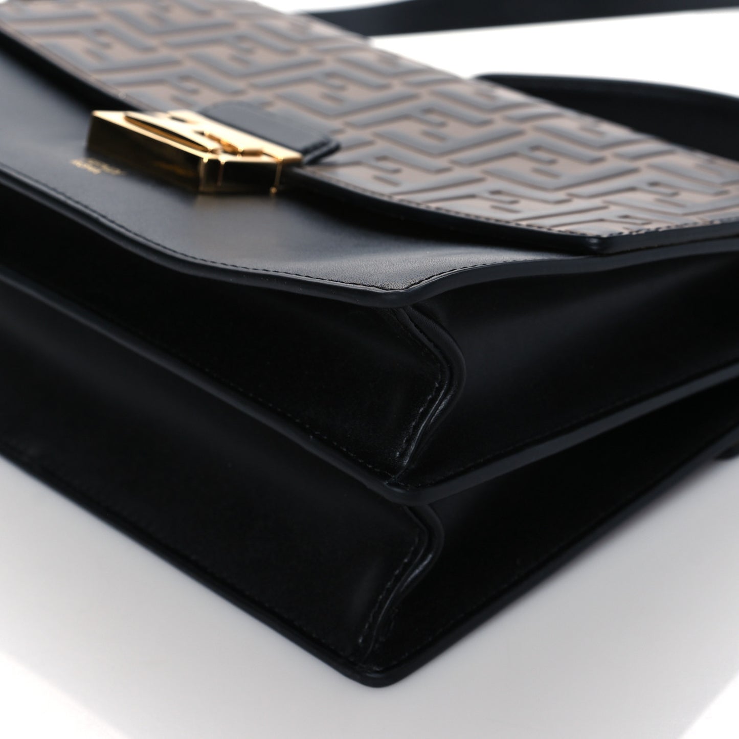 Vitello Liberty Bi-Color FF 1974 Embossed Kan U Shoulder Bag Black Maya
