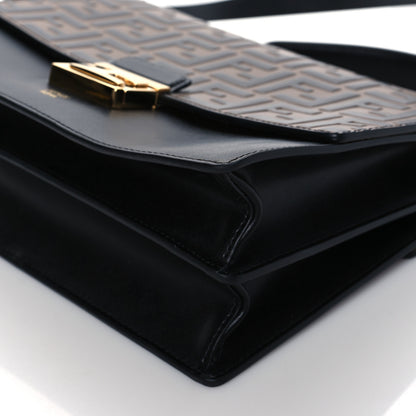 Fendi Vitello Liberty Bi-Color FF 1974 Embossed Kan U Shoulder Bag Black Maya 10 of 10