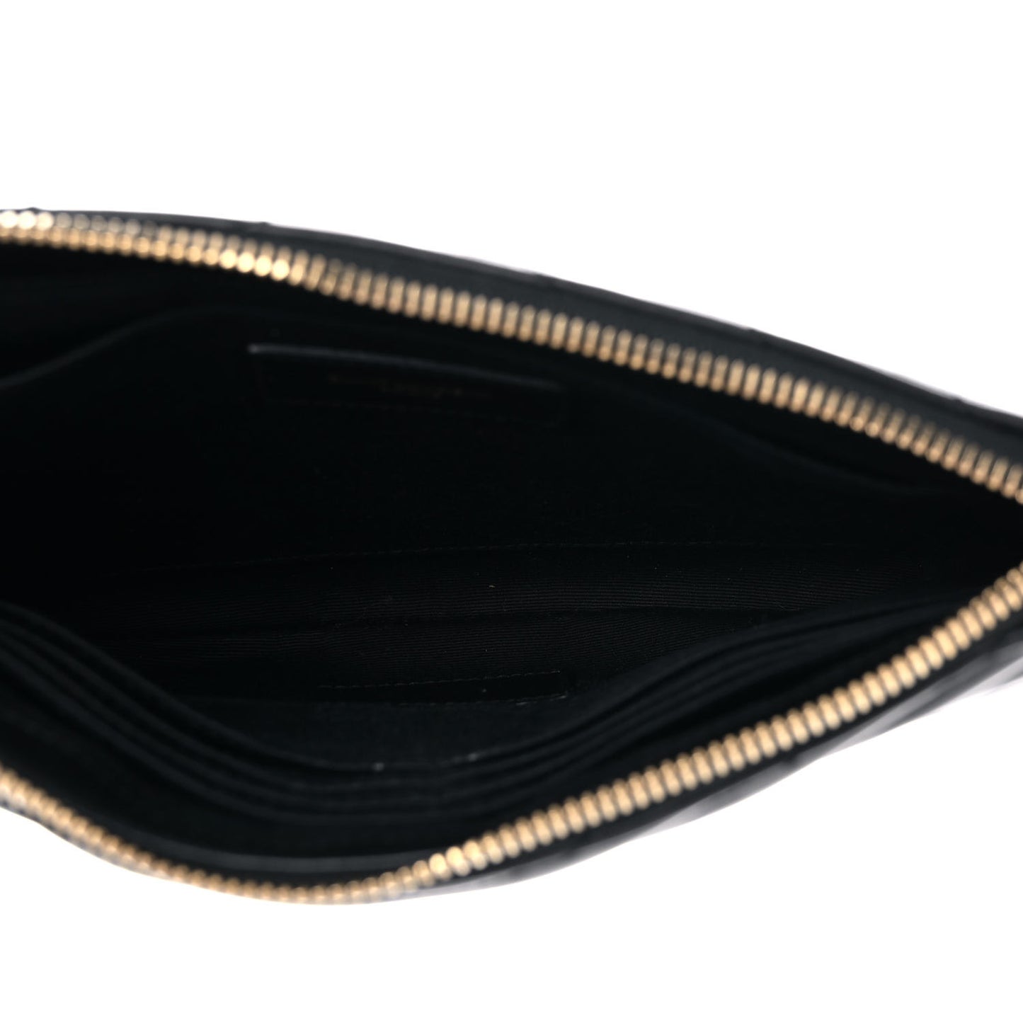 Calfskin Matelasse Chevron Monogram A5 Wristlet Black