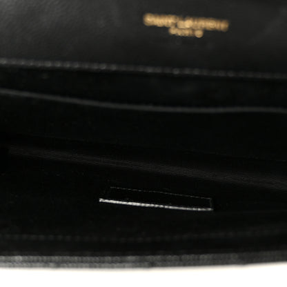 Saint Laurent Grain De Poudre Textured Mixed Matelasse Triquilt Monogram Clutch Black 5 of 9
