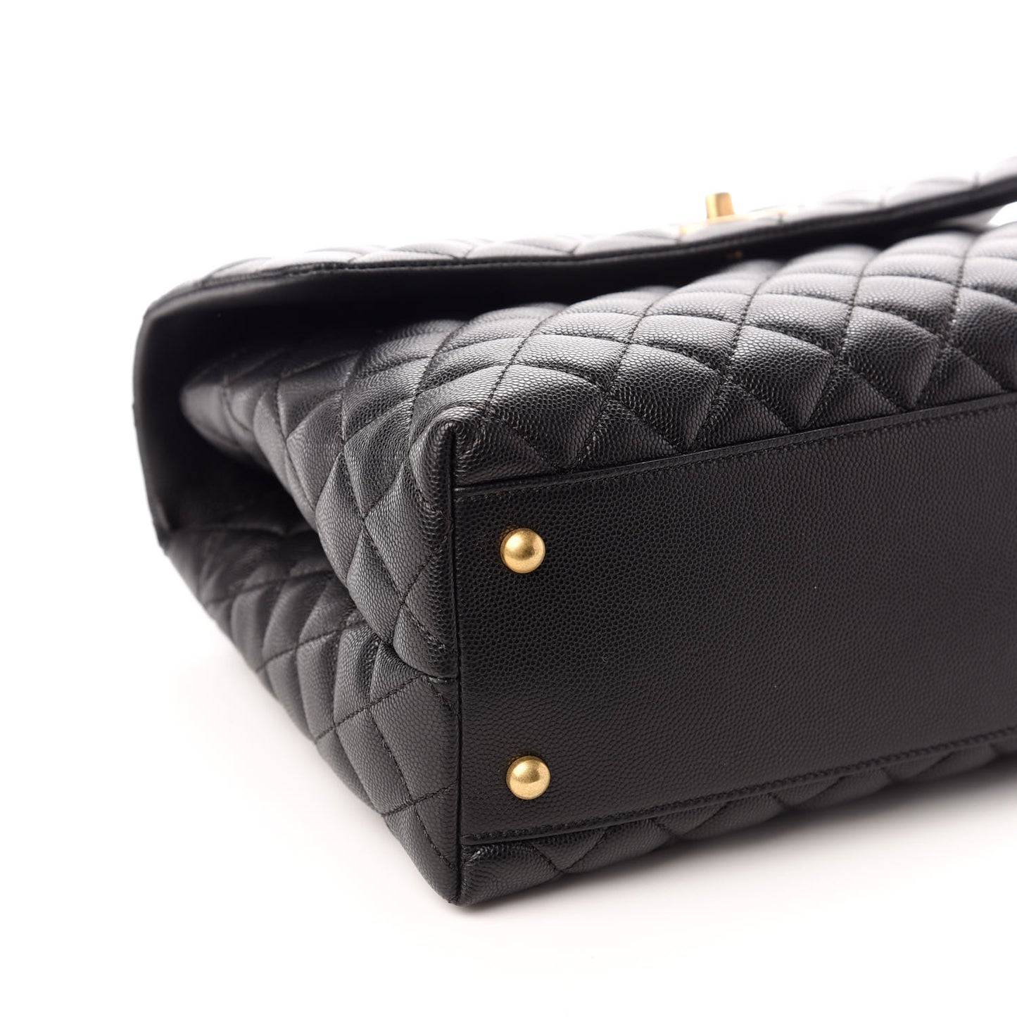 Caviar Quilted Medium Coco Handle Flap Black