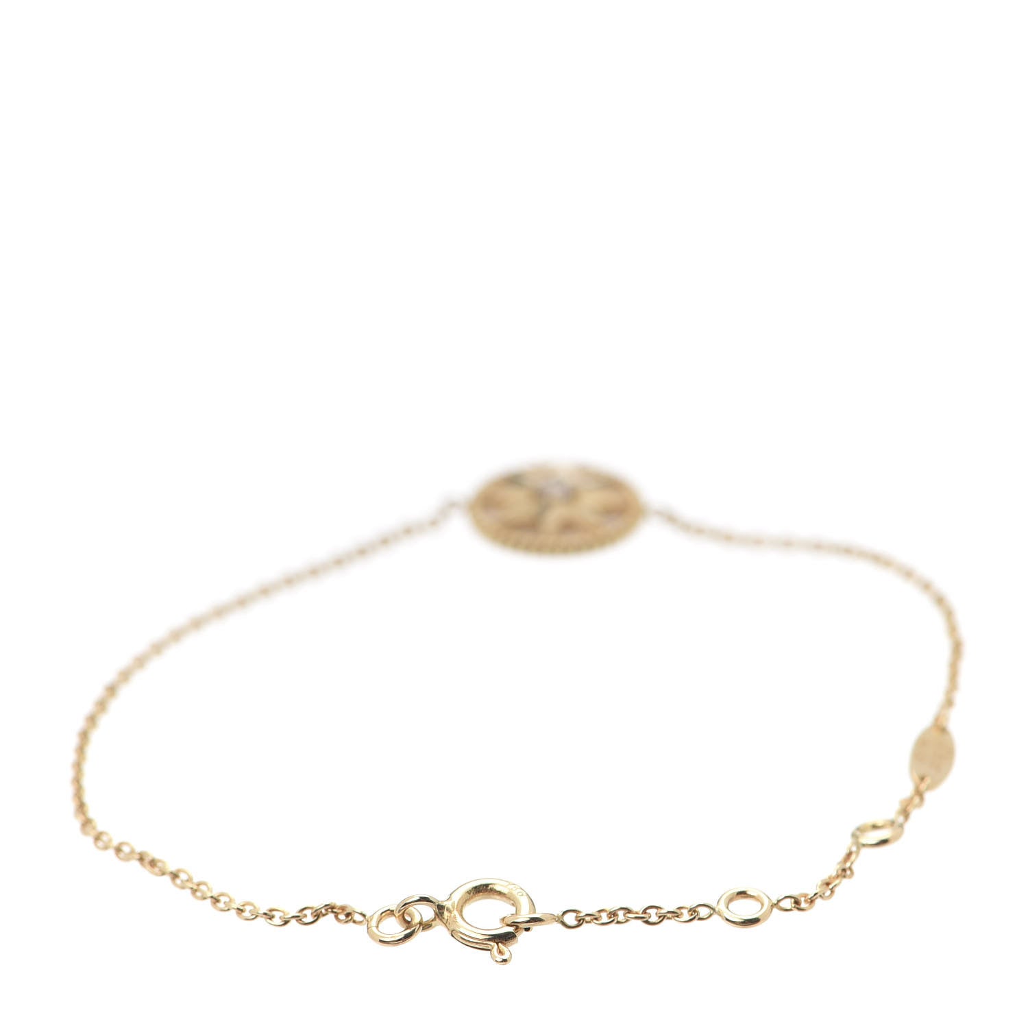 Christian Dior 18K Yellow Gold Diamond Mother of Pearl Rose Des Vents Bracelet 3 of 7