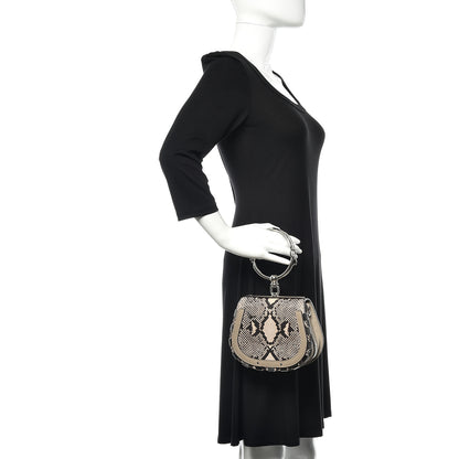 Chloe Calfskin Suede Python Print Small Nile Bracelet Bag Motty Grey 2 of 11
