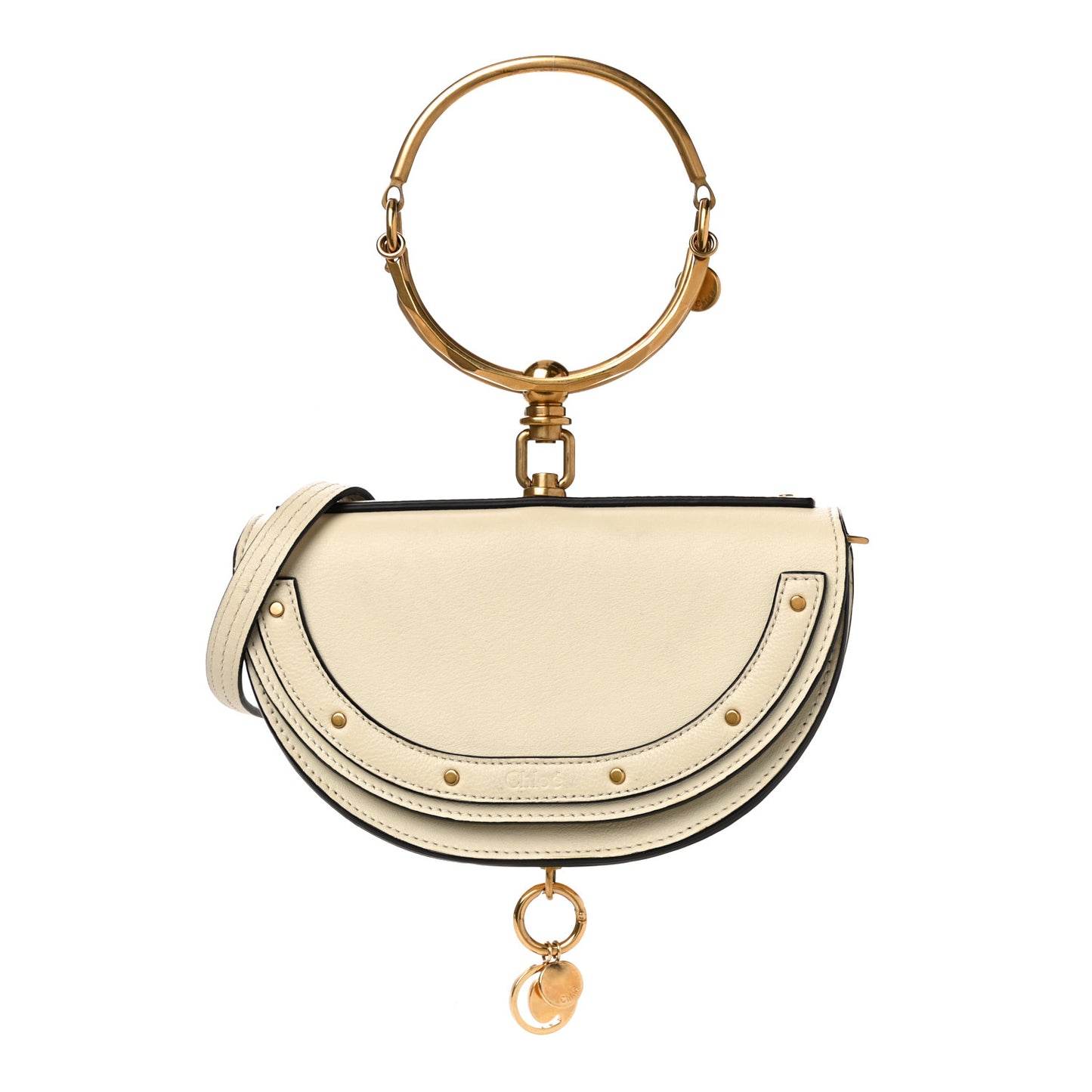 Calfskin Small Nile Bracelet Minaudiere Bag Off White