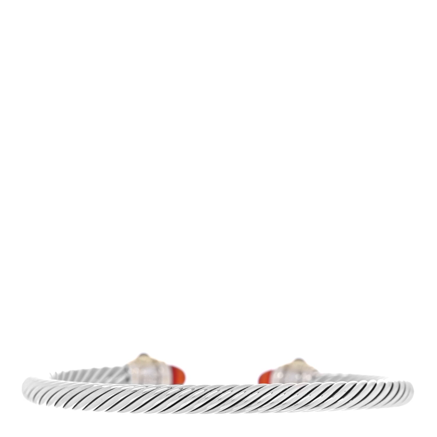 David Yurman Sterling Silver 14K Yellow Gold Carnelian Citrine 5mm Cable Renaissance Bracelet 2 of 3
