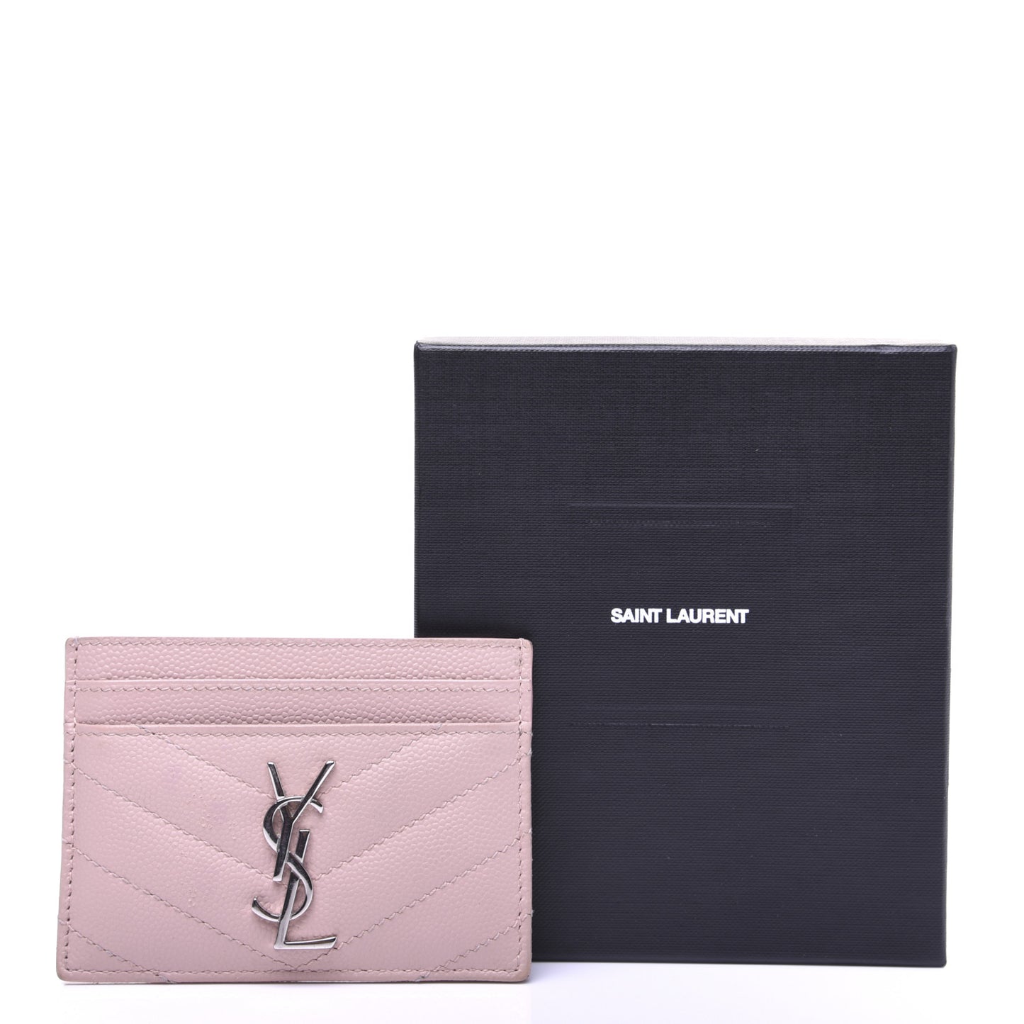 Grain De Poudre Matelasse Chevron Monogram Credit Card Case Pale Pink