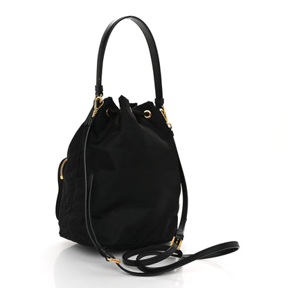 Prada Saffiano Tessuto Nylon Mini Bucket Crossbody Bag Black 3 of 11