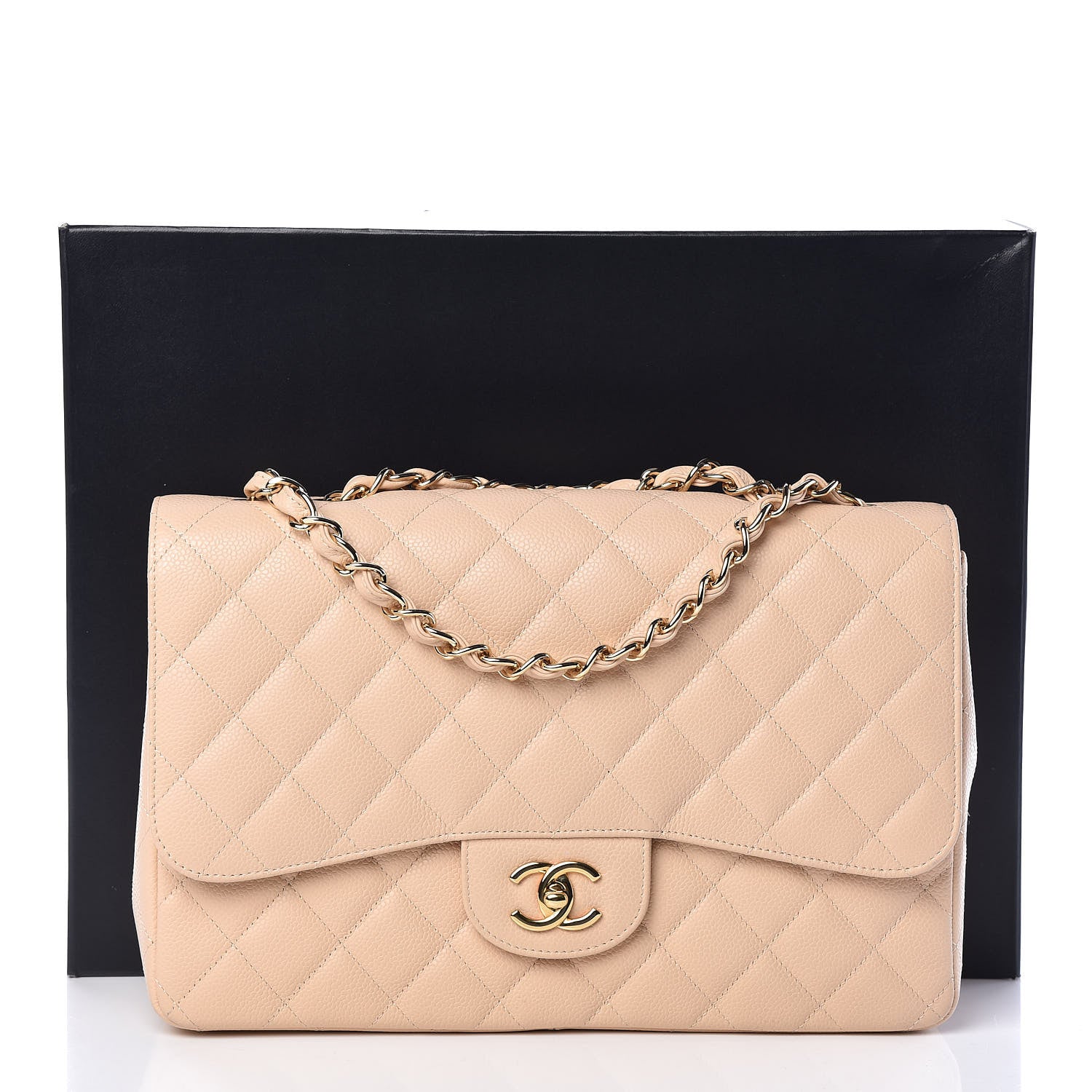 Chanel Caviar Quilted Jumbo Single Flap Beige Clair 11 of 11