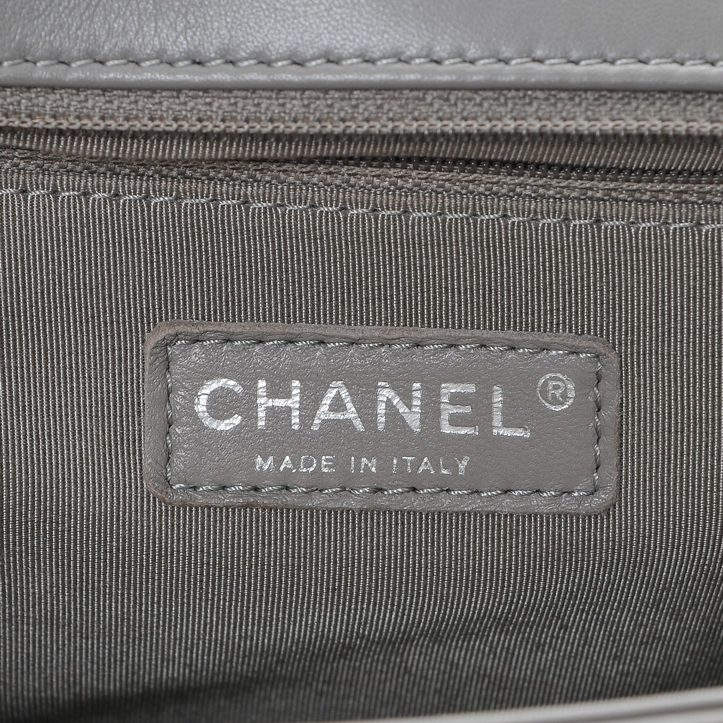 Calfskin Ombre Quilted Large Boy Flap Grey Beige