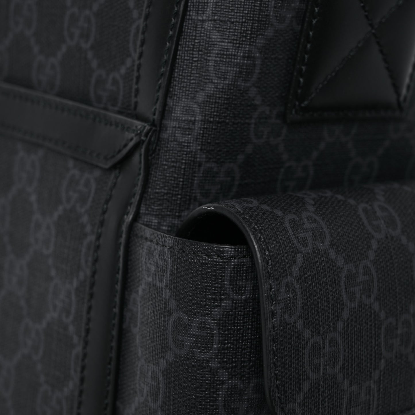 GG Supreme Monogram Web Messenger Diaper Bag Black Grey