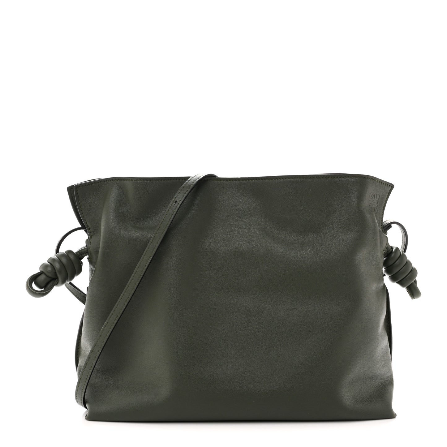 Calfskin Flamenco Knot Clutch Vintage Khaki