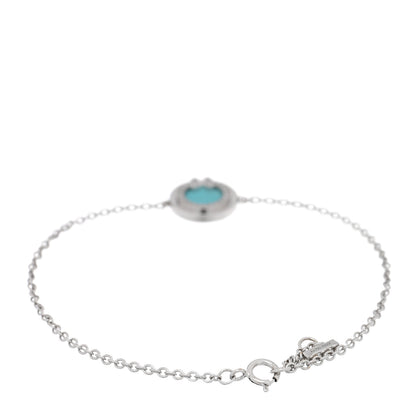 Tiffany 18K White Gold Diamond Turquoise T Circle Bracelet 2 of 3