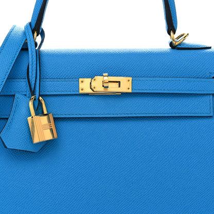 Hermes Epsom Kelly Sellier 25 Bleu Frida 8 of 10