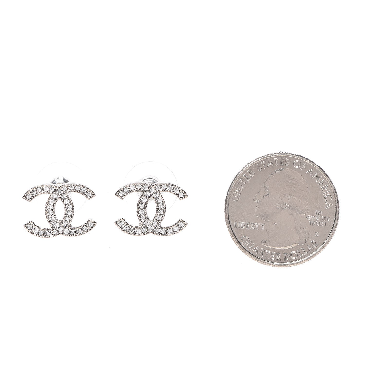 Chanel Crystal CC Earrings Silver 2 of 5