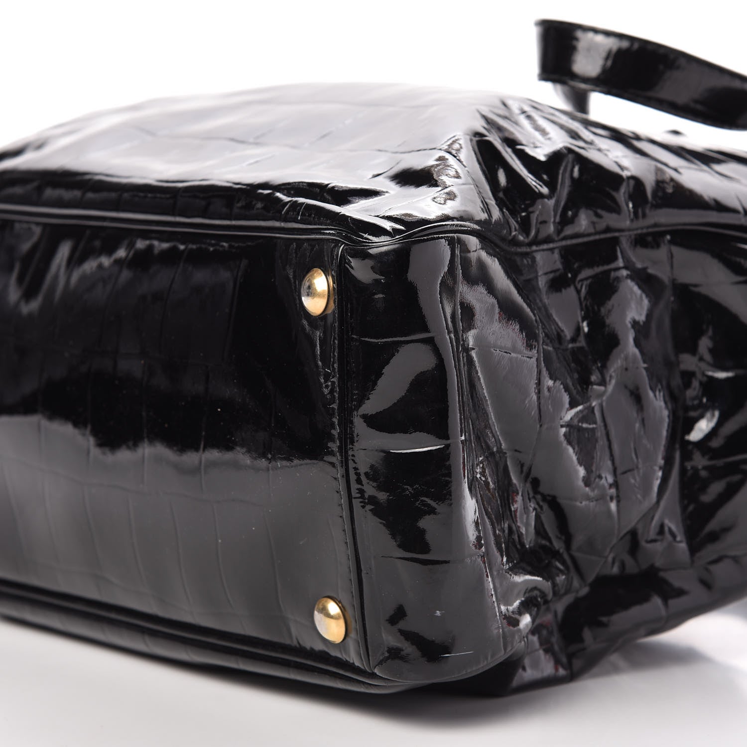 Saint Laurent Patent Crocodile Embossed Raspail Tote Black 7 of 13