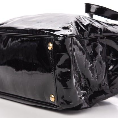 Saint Laurent Patent Crocodile Embossed Raspail Tote Black 7 of 13