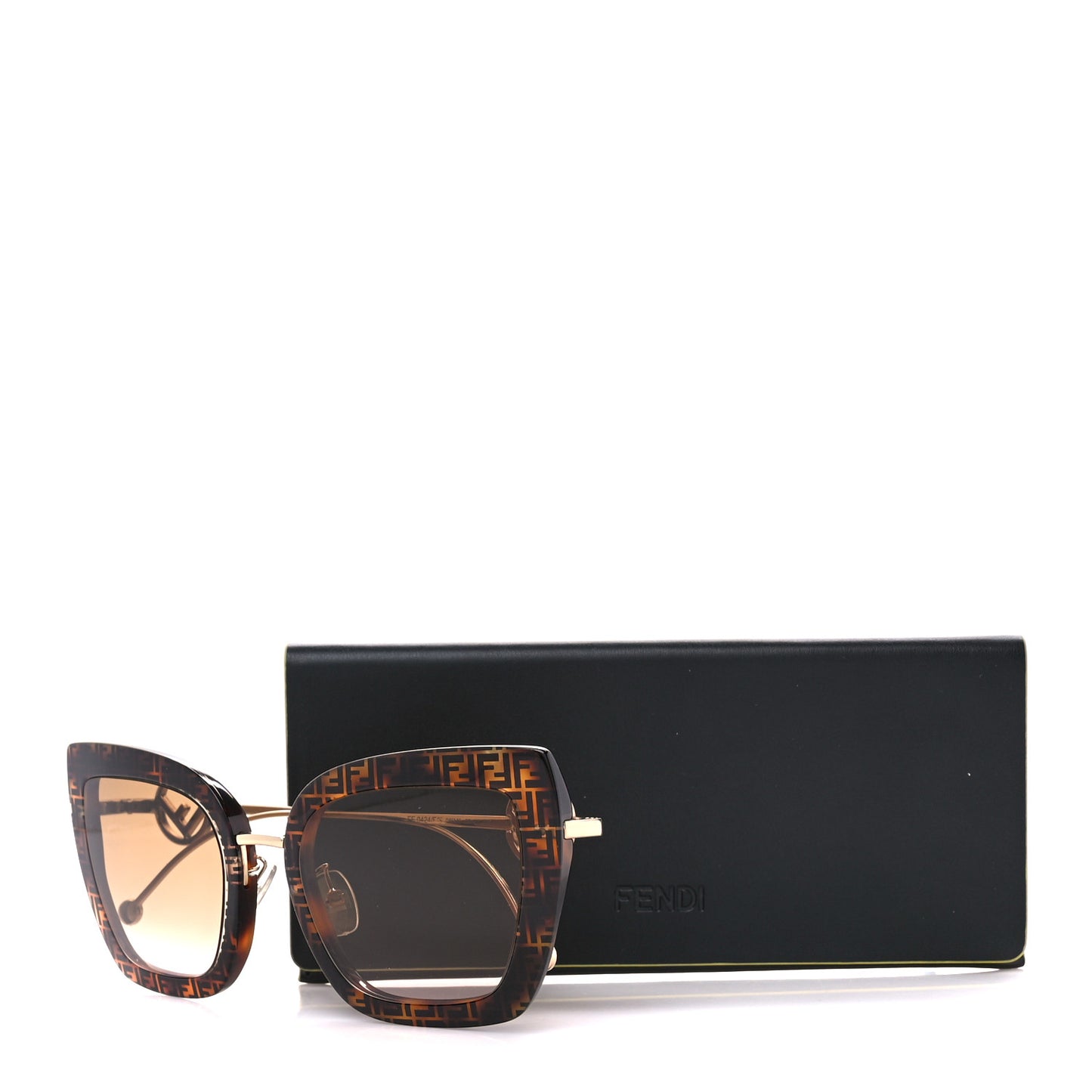 Acetate Metal F is Fendi FF Square Cat Eye Sunglasses FF 0424/F/S Havana