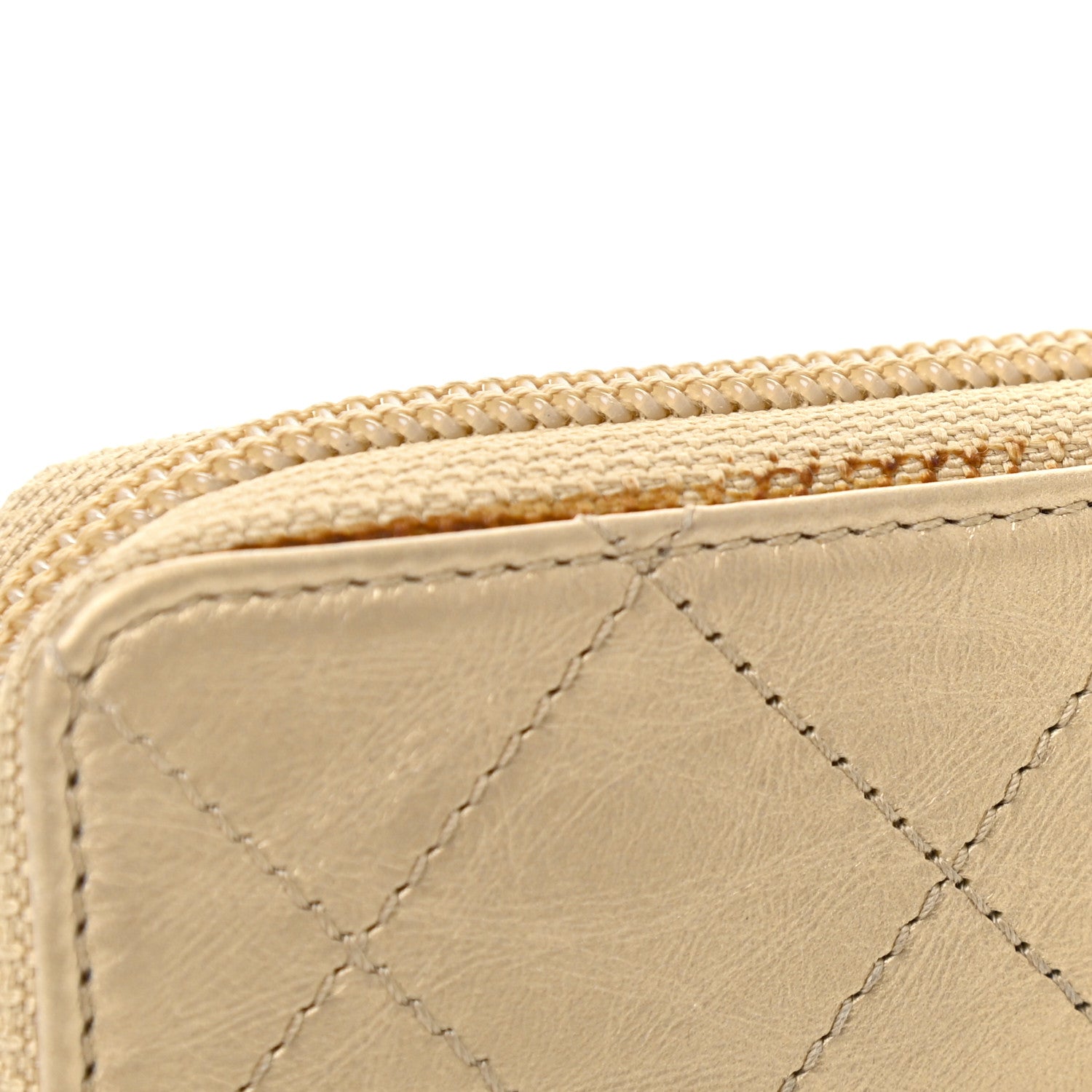 Chanel Metallic Aged Calfskin Quilted Palette Gusset Zip Around Wallet Gold 9 of 9