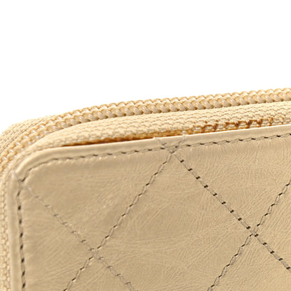 Chanel Metallic Aged Calfskin Quilted Palette Gusset Zip Around Wallet Gold 9 of 9