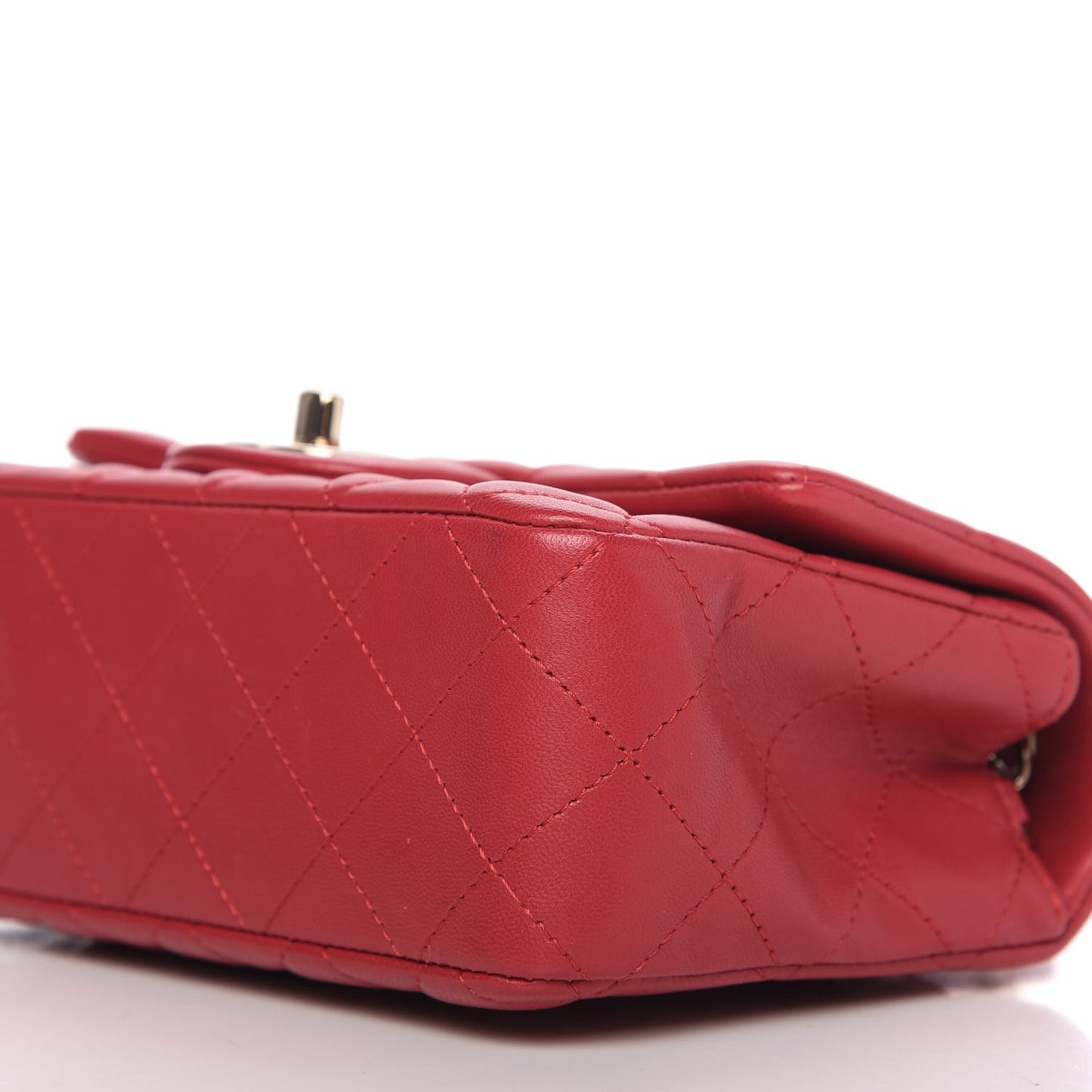 Lambskin Quilted Mini Rectangular Flap Red