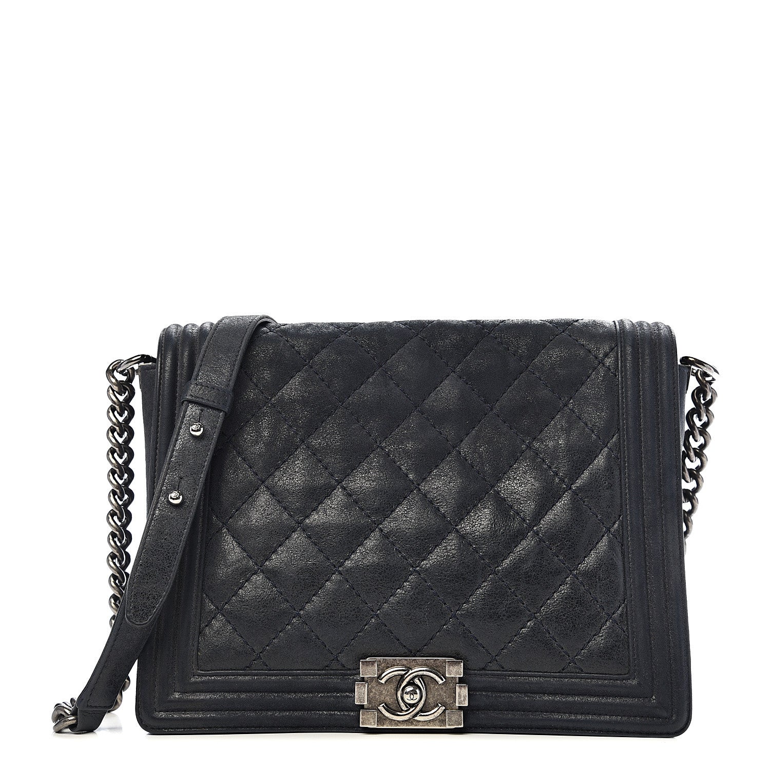 Chanel Goatskin Quilted Medium Gentle Boy Flap Navy Blue 1 of 10