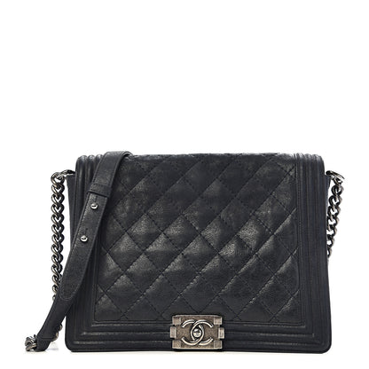 Chanel Goatskin Quilted Medium Gentle Boy Flap Navy Blue 1 of 10