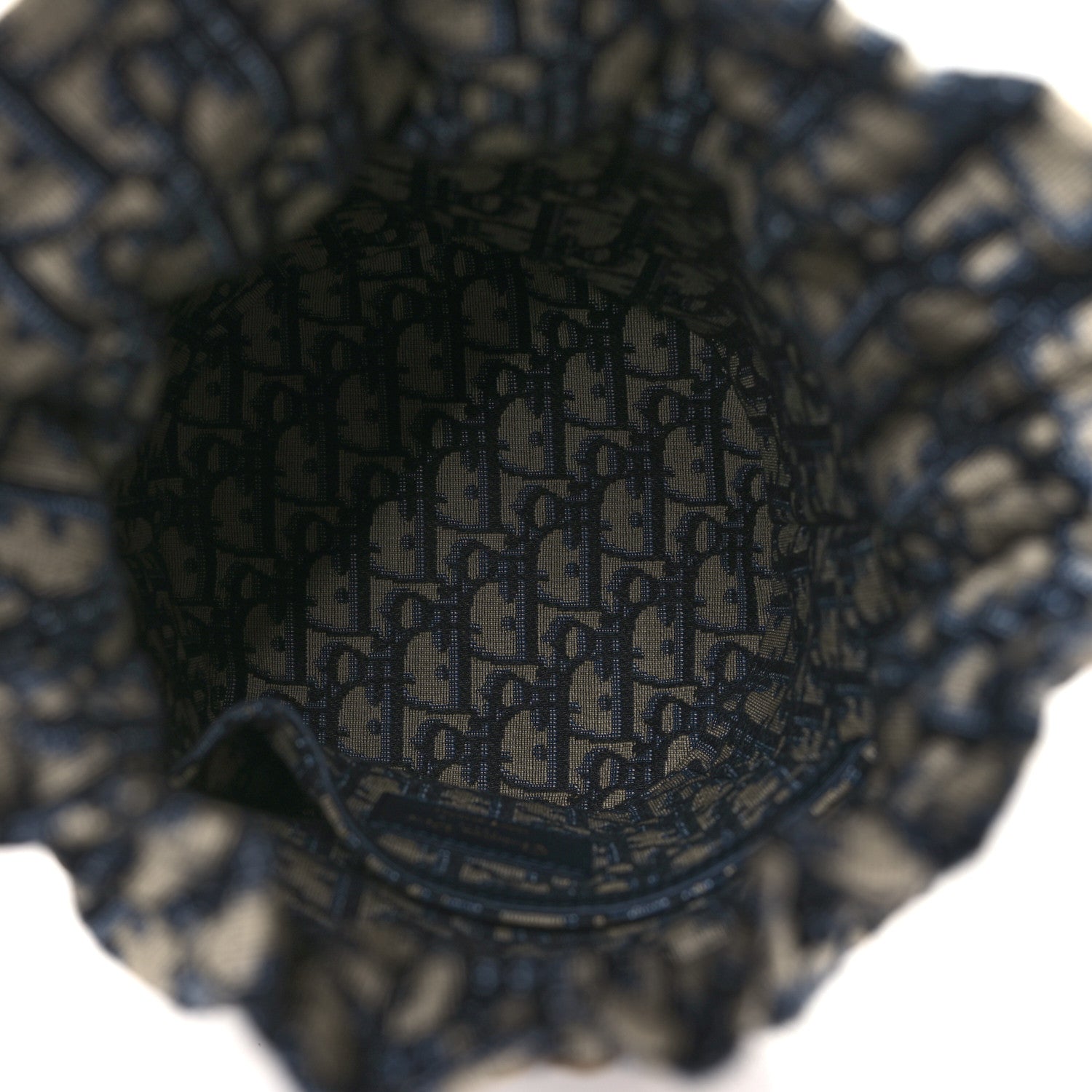 Christian Dior Wicker Oblique Drawstring Bucket Bag Blue 5 of 10