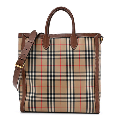 Burberry Vintage Check Calfskin Kane Tote Bag Beige Brown 1 of 18