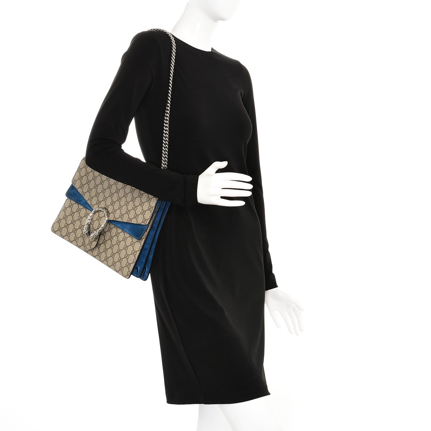 Gucci GG Supreme Monogram Medium Dionysus Shoulder Bag Blue 2 of 7