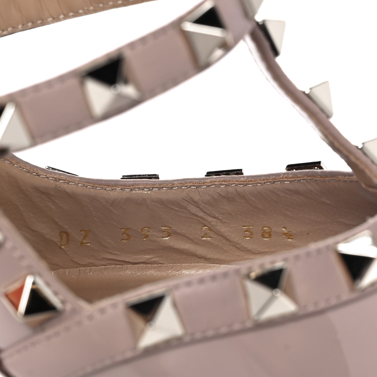 Valentino Garavani Patent Rockstud Ankle Strap Pumps 38.5 Poudre 8 of 9