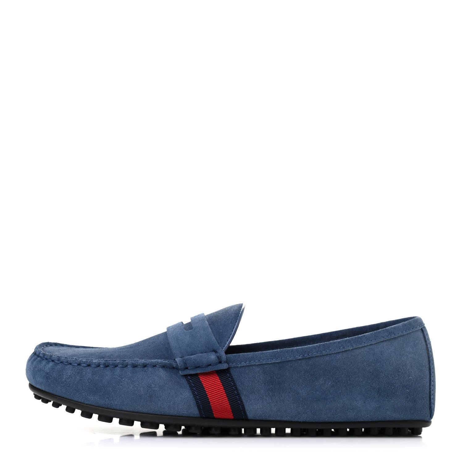 Gucci Suede Web Mens Kanye Driver Loafers 9 Blue 1 of 8