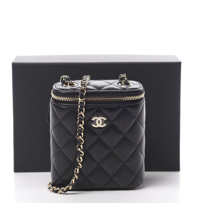 Chanel Lambskin Quilted Small Vertical Coco Beauty Vanity Case With Chain Black 11 of 11
