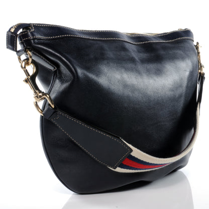 Gucci Leather Web Strap Hobo Navy 3 of 8
