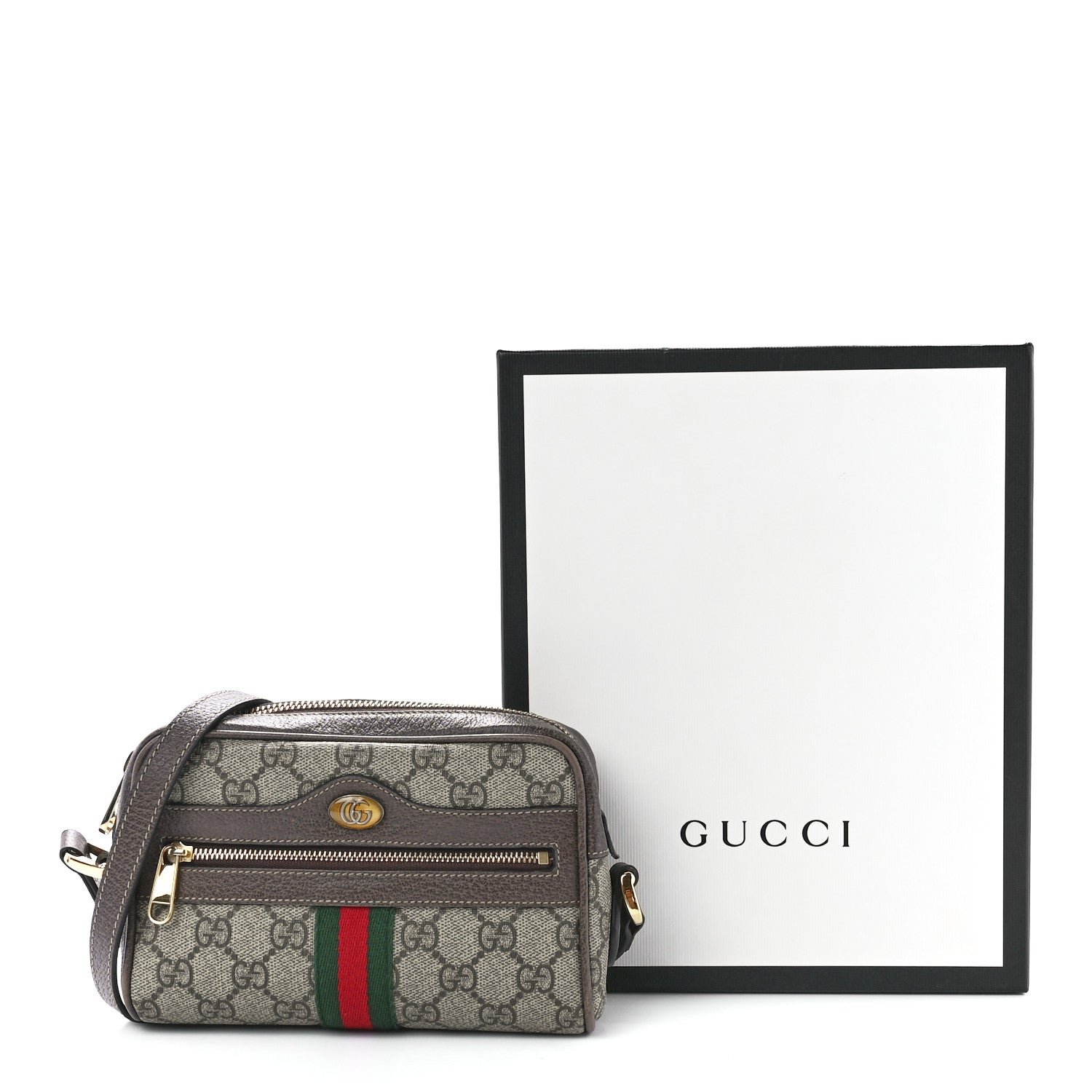 Gucci GG Supreme Monogram Web Mini Ophidia Shoulder Bag Brown 12 of 12