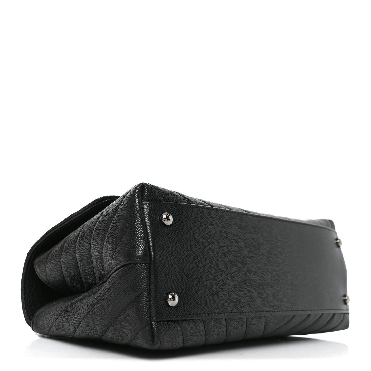 Caviar Chevron Quilted Small Coco Handle Flap Black