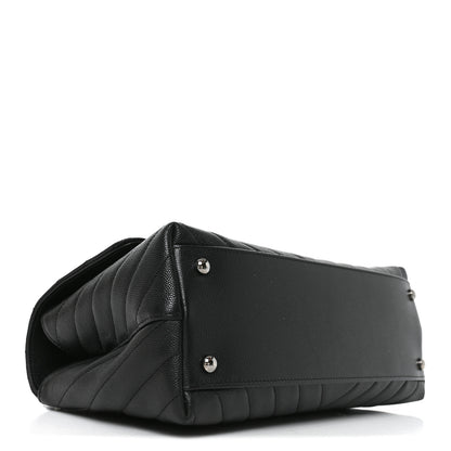 Chanel Caviar Chevron Quilted Small Coco Handle Flap Black 4 of 11