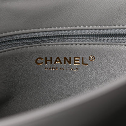 Chanel Lambskin Chevron Quilted Large Trendy CC Dual Handle Flap Bag Grey 6 of 10