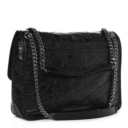 Saint Laurent Crinkled Calfskin Matelasse Monogram Medium Niki Chain Satchel Black 3 of 6