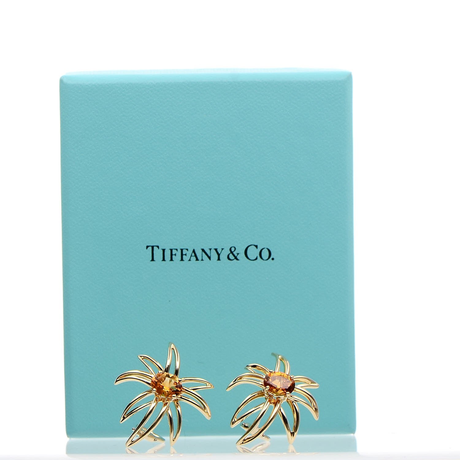Tiffany 18K Yellow Gold Citrine Fireworks Clip On Earrings 5 of 5