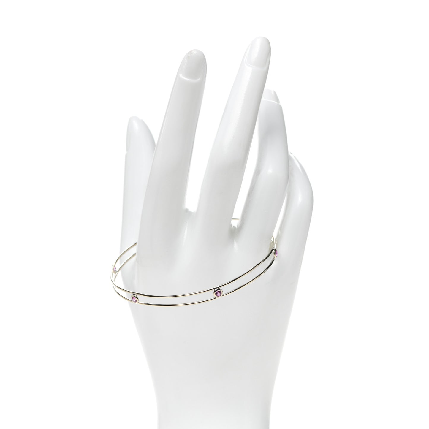 18K White Gold Pink Sapphire Elsa Peretti Sapphire By The Yard Bangle Bracelet