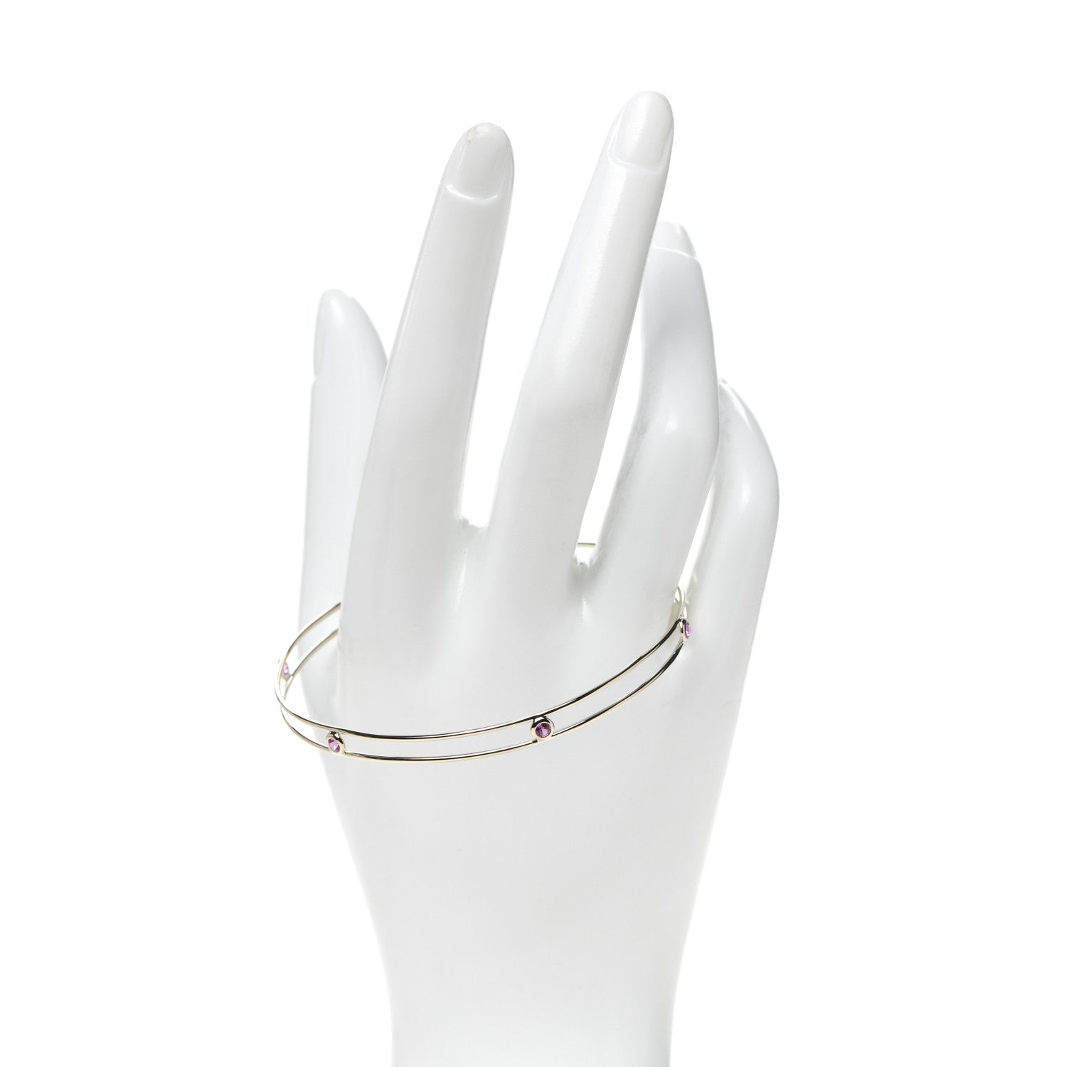 Tiffany 18K White Gold Pink Sapphire Elsa Peretti Sapphire By The Yard Bangle Bracelet 2 of 5