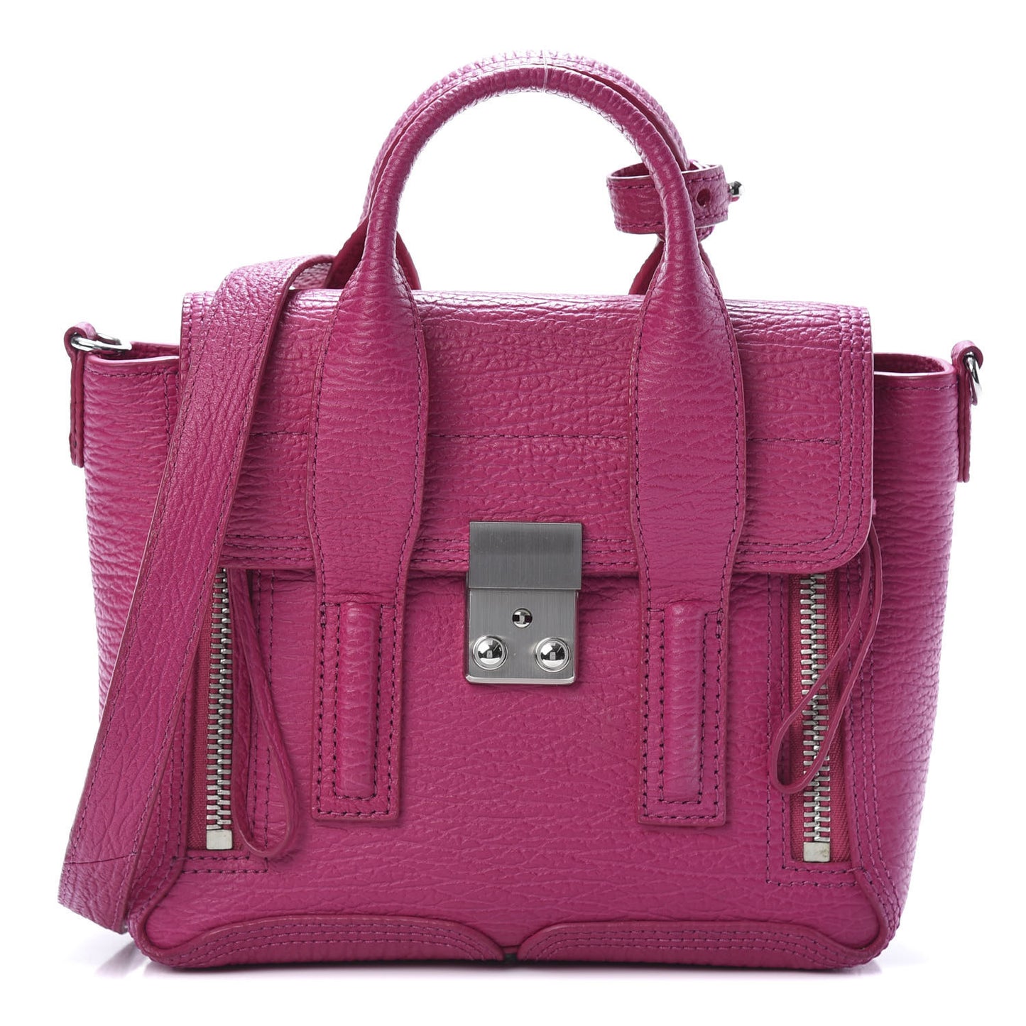 3.1 Textured Calfskin Mini Pashli Satchel Bright Fuchsia