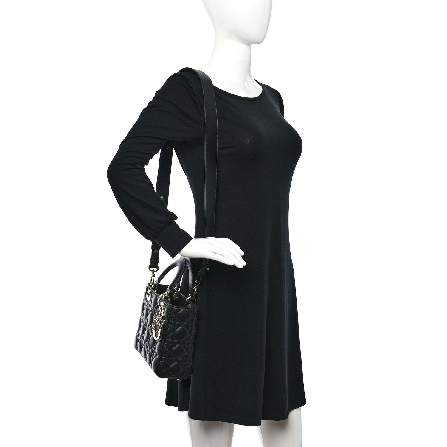 Christian Dior Lambskin Cannage Small My ABCDior Lady Dior Black 2 of 14
