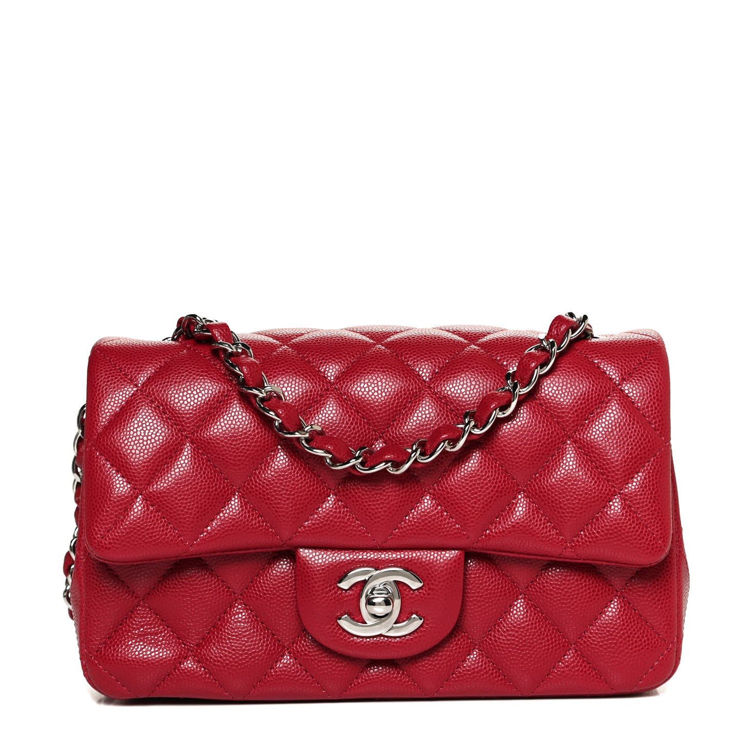 Caviar Quilted Mini Rectangular Flap Red